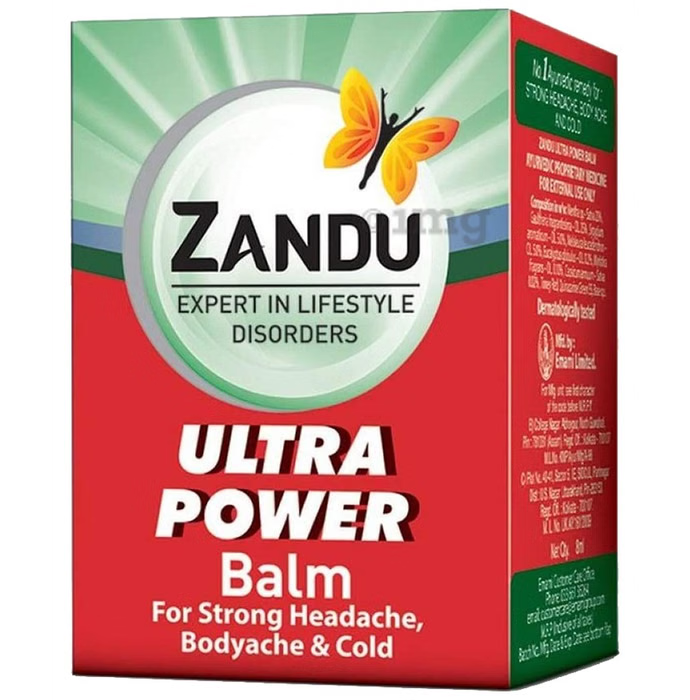 Zandu Ultra Power Balm – Fast Relief for Headache & Body Pain Zandu Ultra Power Balm | For Pain Relief from Strong Headache, Bodyaches & Cold | Bone, Joint & Muscle Care