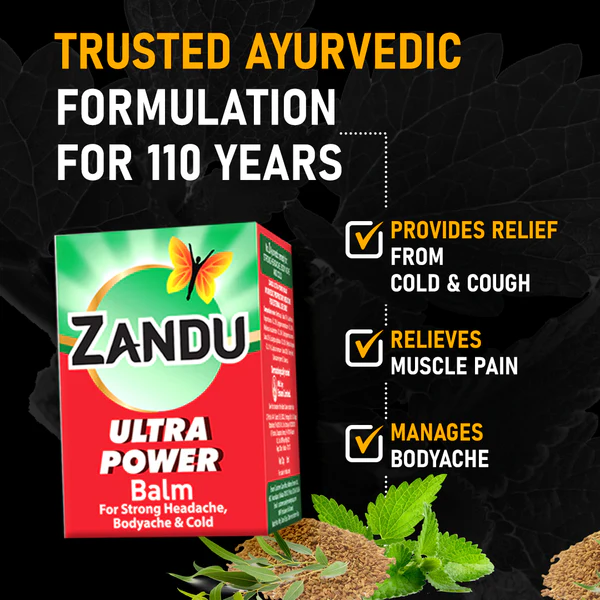 Zandu Ultra Power Balm – Fast Relief for Headache & Body Pain 5 Zandu Ultra Power Balm | For Pain Relief from Strong Headache, Bodyaches & Cold | Bone, Joint & Muscle Care 5
