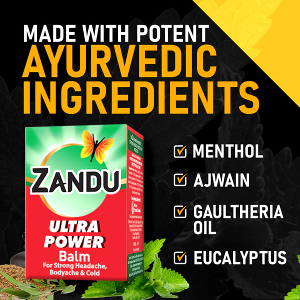 Zandu Ultra Power Balm – Fast Relief for Headache & Body Pain 6 Zandu Ultra Power Balm | For Pain Relief from Strong Headache, Bodyaches & Cold | Bone, Joint & Muscle Care 6