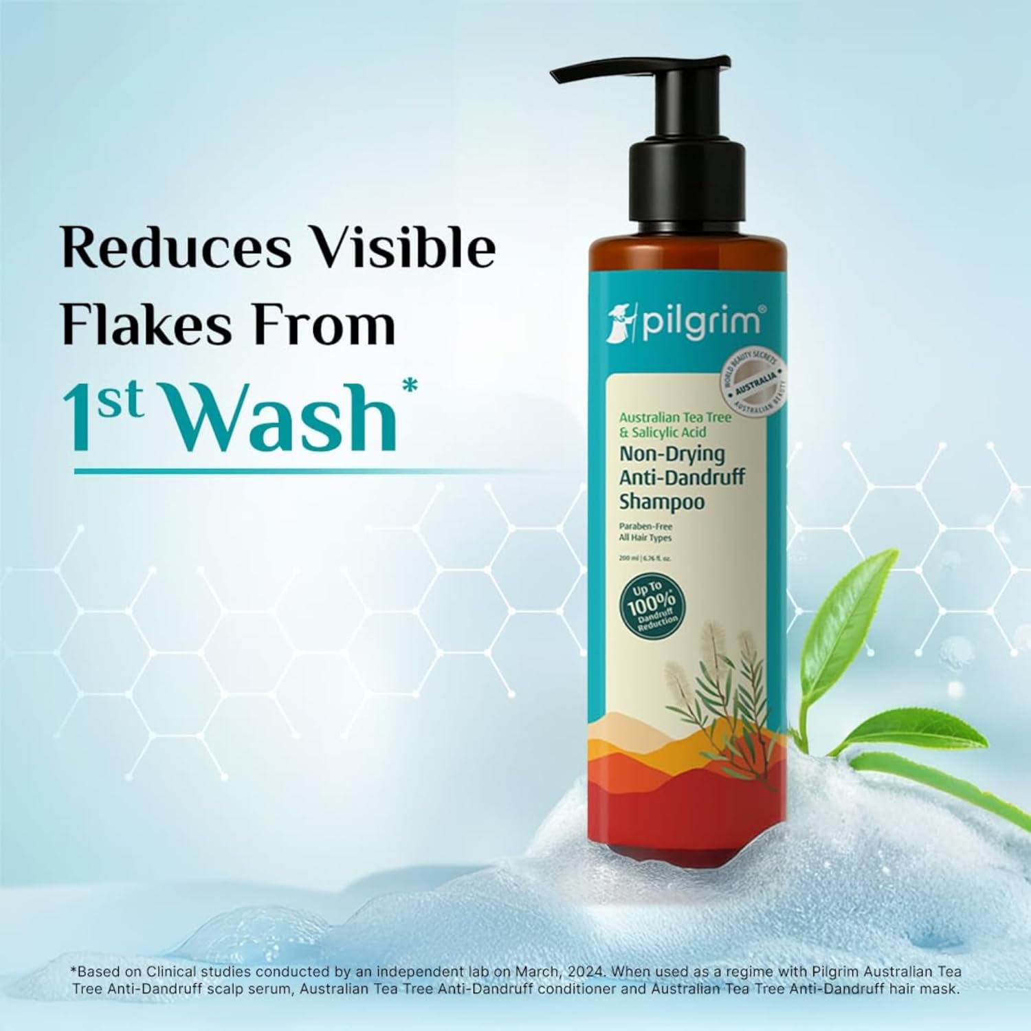 Pilgrim Tea Tree Anti-Dandruff Shampoo – Controls Dandruff & Itch 5 Pilgrim Australian Tea Tree Non-Drying Anti-Dandruff Shampoo | Removes Dandruff from Source | Helps with Itching, Irritation | Strong & Smooth Hair | For Men & Women 5