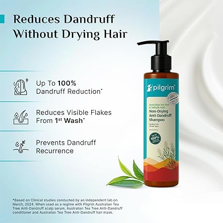 Pilgrim Tea Tree Anti-Dandruff Shampoo – Controls Dandruff & Itch 9 Pilgrim Australian Tea Tree Non-Drying Anti-Dandruff Shampoo | Removes Dandruff from Source | Helps with Itching, Irritation | Strong & Smooth Hair | For Men & Women 9