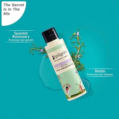 Pilgrim Rosemary & Biotin Hair Oil – Hair Fall Control 9 Pilgrim Spanish Rosemary & Biotin HairGrowth Oil to Control Hair Fall & Strengthens Hair | Rosemary essential oil for hairgrowth | Reduces Hairfall | Strengthens Hair I For Women and Men 9