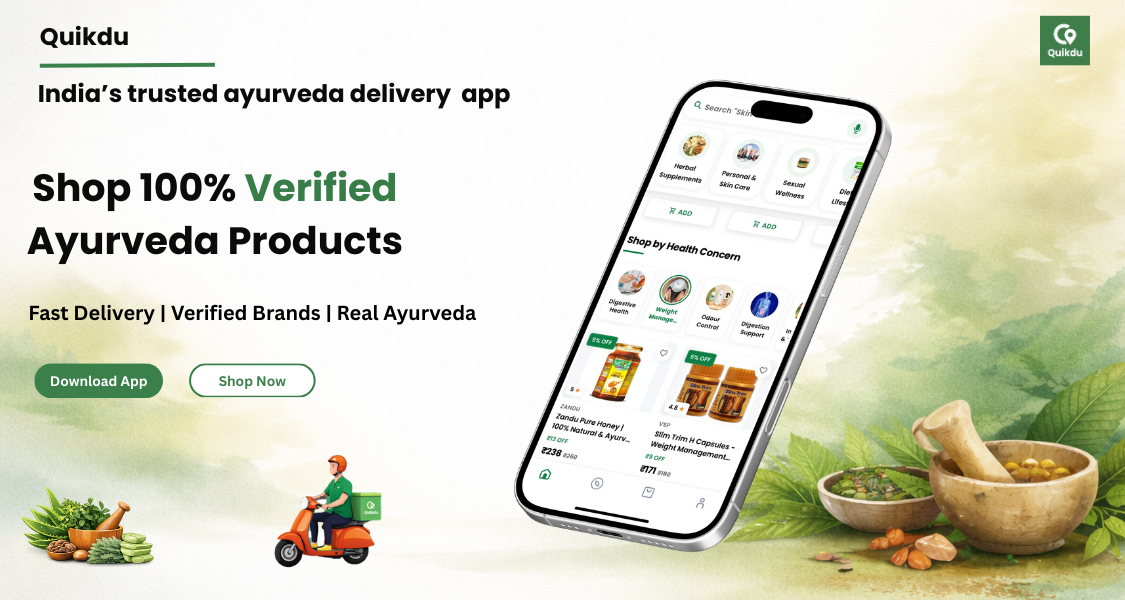 Quikdu vs Amazon, Flipkart, Tata 1mg & Blinkit – Best Ayurveda Delivery App in India (2026) Quikdu vs Amazon, Flipkart, Tata 1mg & Blinkit – Best Ayurveda Delivery App in India (2026)