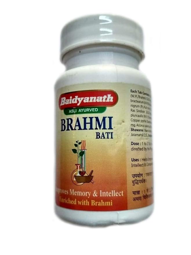 Baidyanath Brahmi Bati: Memory, Focus, Stress Relief Baidyanath Brahmi Bati - 80 Tablets | Enhances Memory & Concentration | Improves Cognitive Function | Stress & Anxiety Relief | Ayurvedic Brain Tonic | Pack of 1