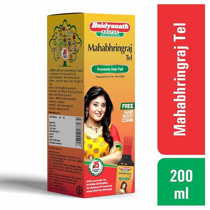 Baidyanath Mahabhringraj Tel 200ml: Nourish Scalp, Reduce Hairfall 2 Baidyanath Mahabhringraj Tel (Oil) - 200 ml | Helps to Nourish Scalp, Supports Hair Growth and Reduce Hairfall | Ayurvedic Proprietary Medicine For All Hair Types 2