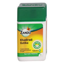 Zandu Khadiradi Gutika for cough, hoarseness and Sore Throat Zandu Khadiradi Gutika - providing relief from sore throat, hoarseness, and cough